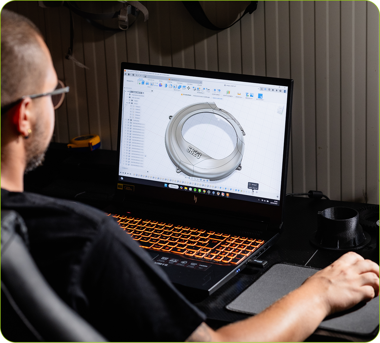 progettazione 3D di componente tecnico su software CAD